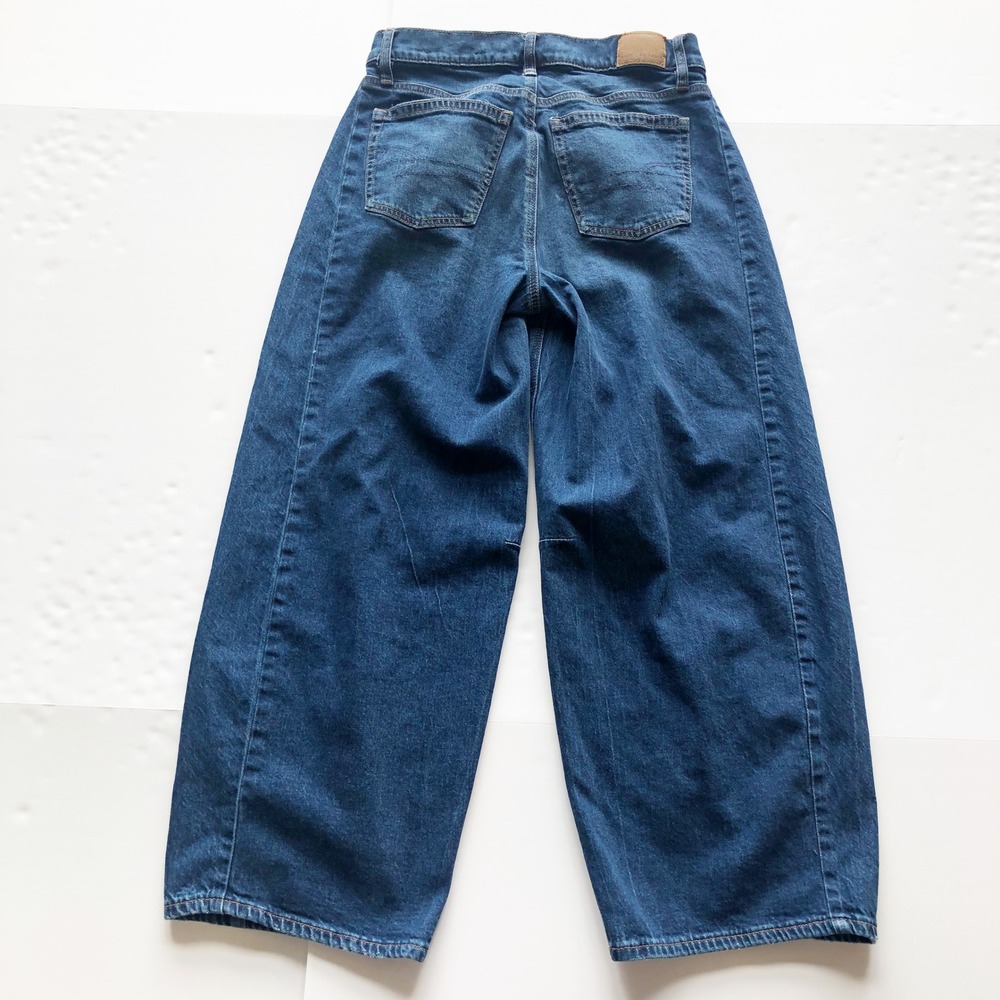 American Eagle Jeans Womens 00 Short Strigid Dreamy Drape Barrel Dark Wash High - Picture 4 of 11